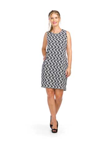 PD-16629 - GE PRINT STRETCH SHIFT DRESS WITH POCKETS - Colors: AS SHOWN - Available Sizes:XS-XXL - Catalog Page:27 